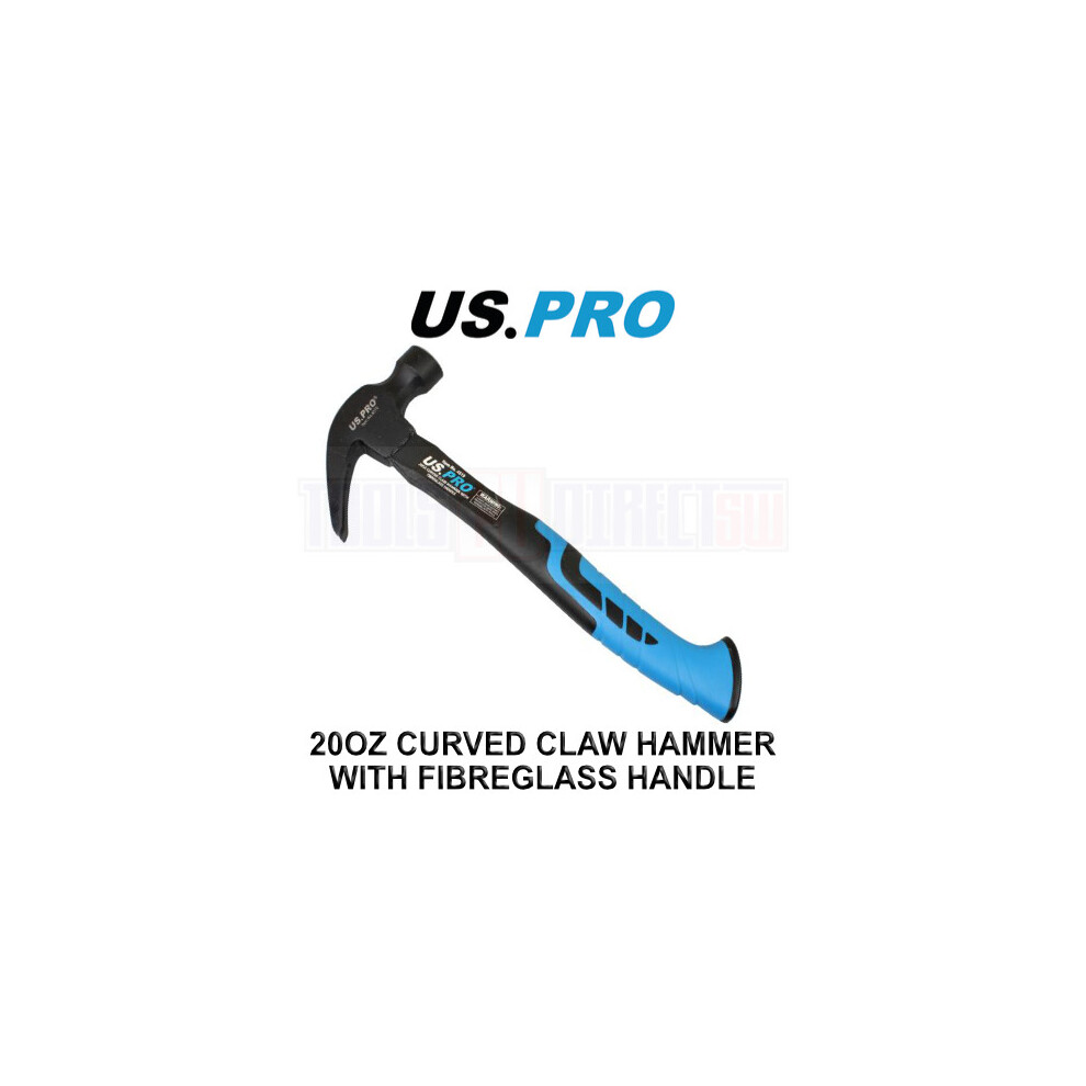 US PRO Tools 20OZ Curved Claw Hammer With Fibreglass Handle 342mm 4519