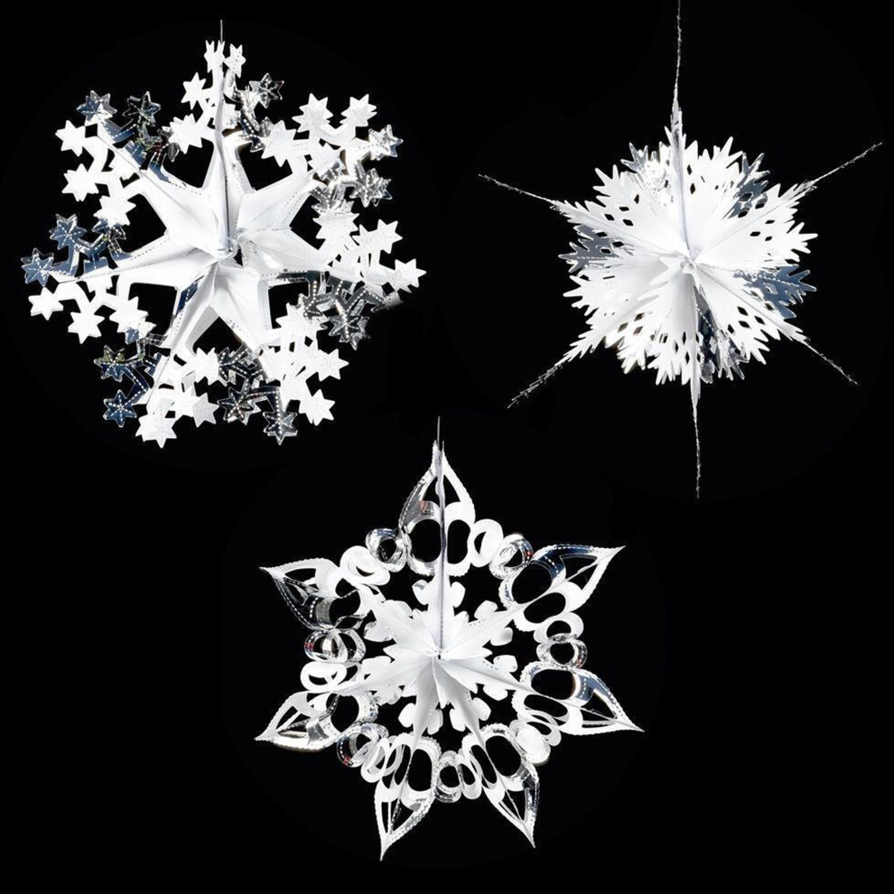Premier 3 Foil Star Christmas Decorations Hanging Star 40Cm White/Silver