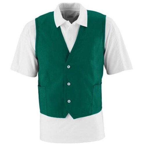 Augusta 2145A Three Button Front Closure Vest, Dark Green - 3X