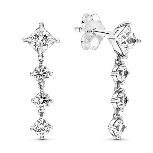 Pandora Pandora Sparkling Round & Square Drop Earrings 290045C01