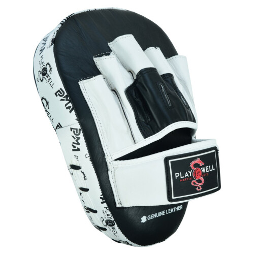 PLAYWELL ELITE LIGHT CURVED LEATHER "LOGOS" BOXING FOCUS PADS 2