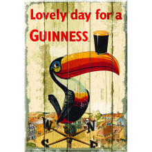 Nostalgic Guinness Wooden Sign With Toucan On Weathervane Design