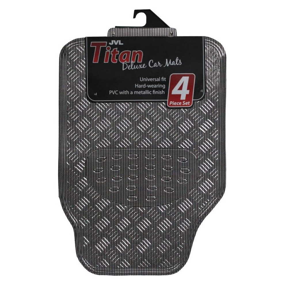 Jvl 01-694 Titan Metallic Universal Rubber Backed Car Mat Set, 4 Pieces, Carbon 5017440016947