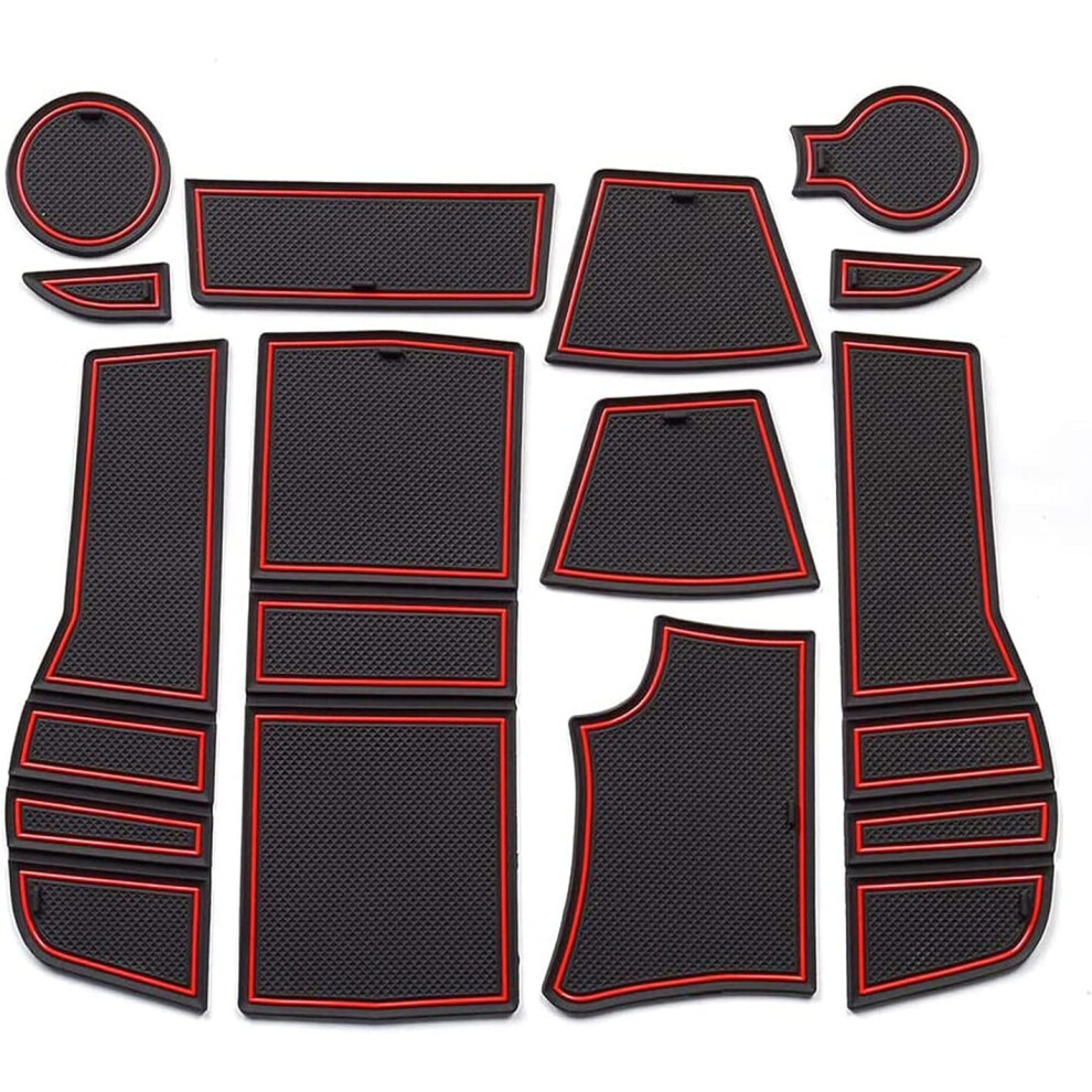Gafat Peugeot 2008 E-2008 Gt Line 2020-2021 Non-Slip Mats, Rubber Mats For Car Centre Console Armrest, Drink Holder, Door Slots (Red) Red 757350377527