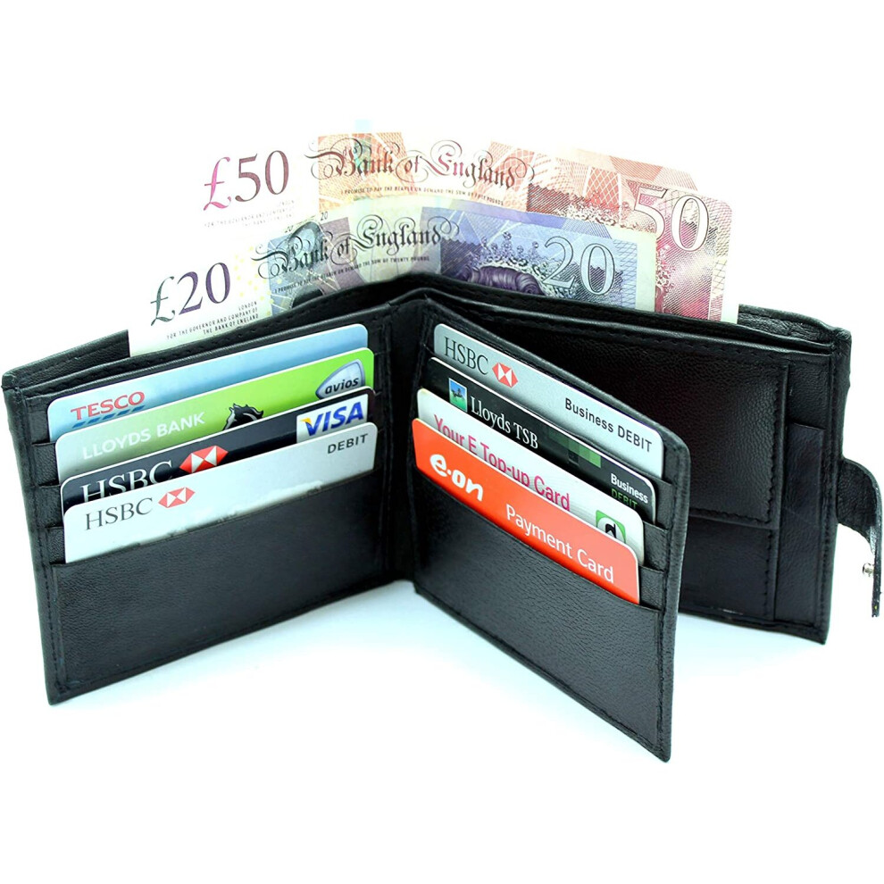 RAS Mens RFID Blocking Leather Trifold Passcase Wallet 340