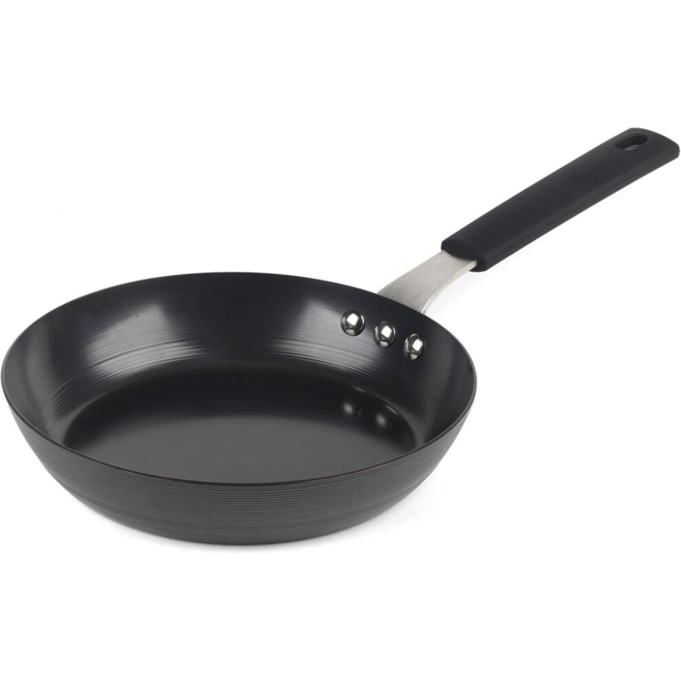 Salter BW05455BS Carbon Steel Pan for Life Pre-Seasoned Frying Pan, Oven Safe, 20 cm, Black