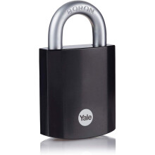 Yale Y90SB/45/129/1 Maximum Protection Hardened Steel Padlock 48 mm - Black Finish - Boron Shackle - Double Locking - 3 Retaining Keys