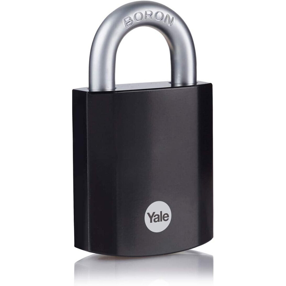 Yale Y90SB/45/129/1 Maximum Protection Hardened Steel Padlock 48 mm - Black Finish - Boron Shackle - Double Locking - 3 Retaining Keys