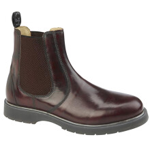 (Burgundy Hi-Shine, UK 6) Mens Chelsea Ankle Boot Leather Slip On Air Soles
