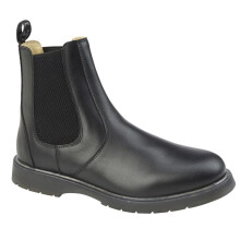 (Black, UK 7) Mens Chelsea Ankle Boot Leather Slip On Air Soles