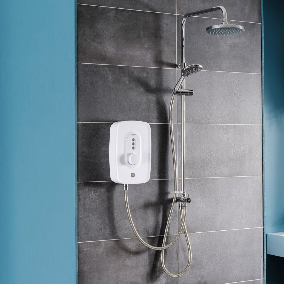 Triton Danzi DuElec Electric Shower White 9.5kW  Modern Rainfall Head Handset