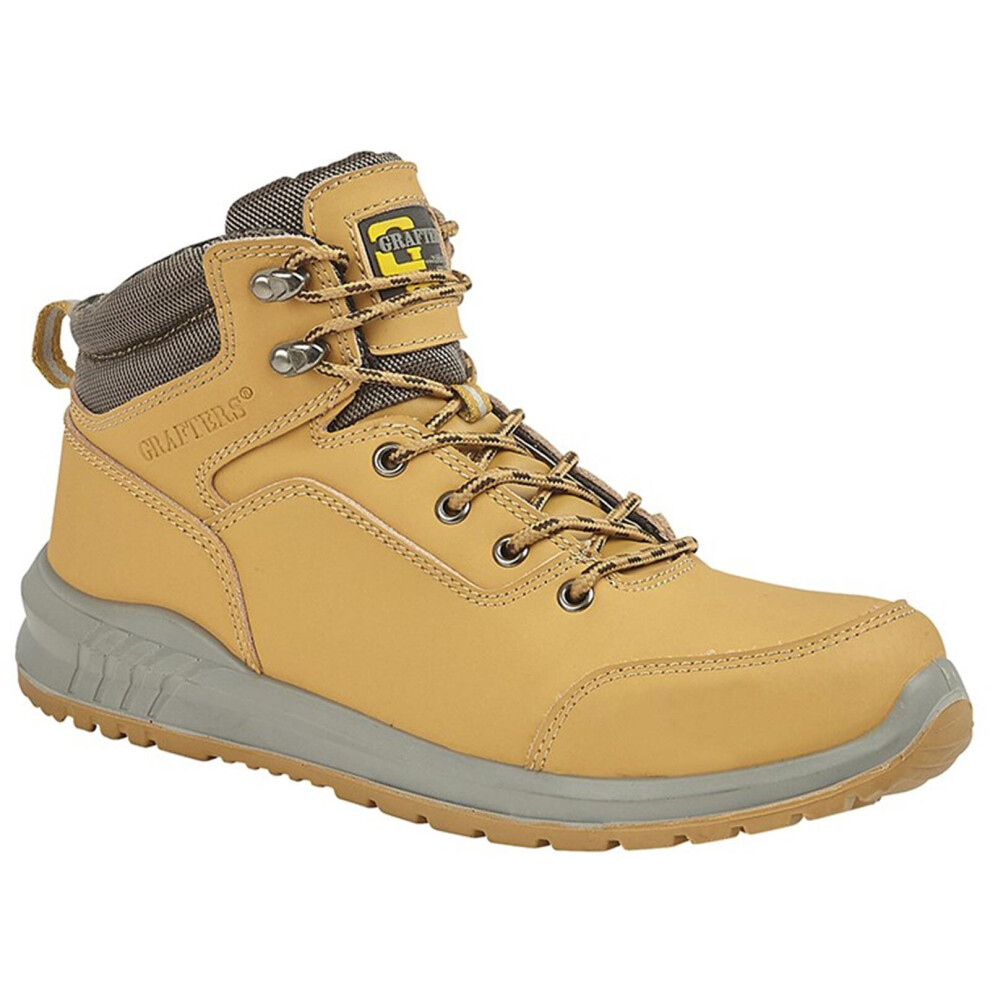 Photos - Safety Equipment  Mens Safety Lace Up Ankle Boots Hi Top Leather S1 SRC Work Steel Toe Cap Shoes Cream(Honney, UK 13 / EU 47)