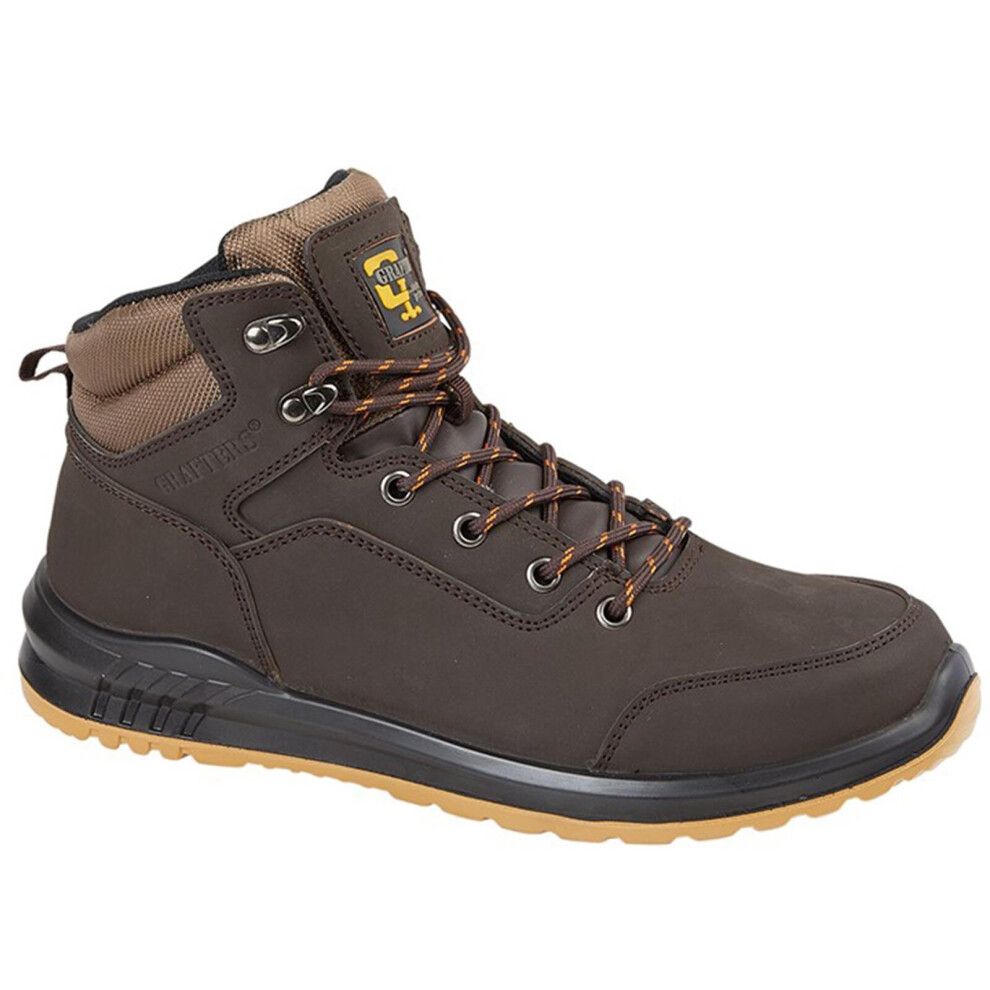 (Brown, Uk 8 / Eu 42) Mens Safety Lace Up Ankle Boots Hi Top Leather S1 Src Work Steel Toe Cap Shoes 5050703602921