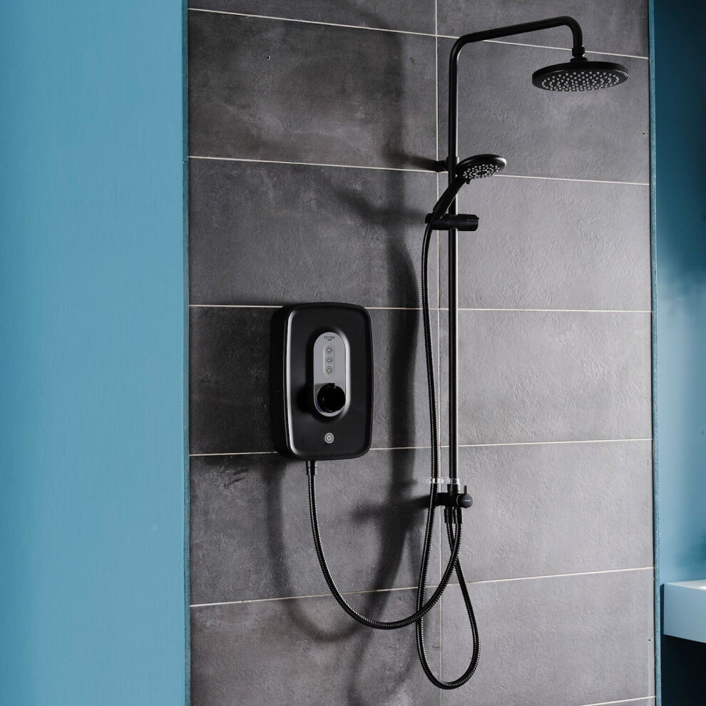 Triton Danzi DuElec Electric Shower Black 9.5kW  Modern Rainfall Head Handset