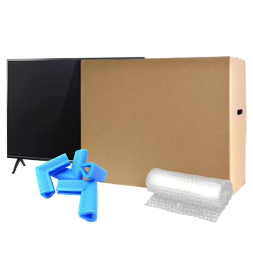 (65 Inch, 1) TV Removal CardboardBox +Foam Corners & BubbleWrap