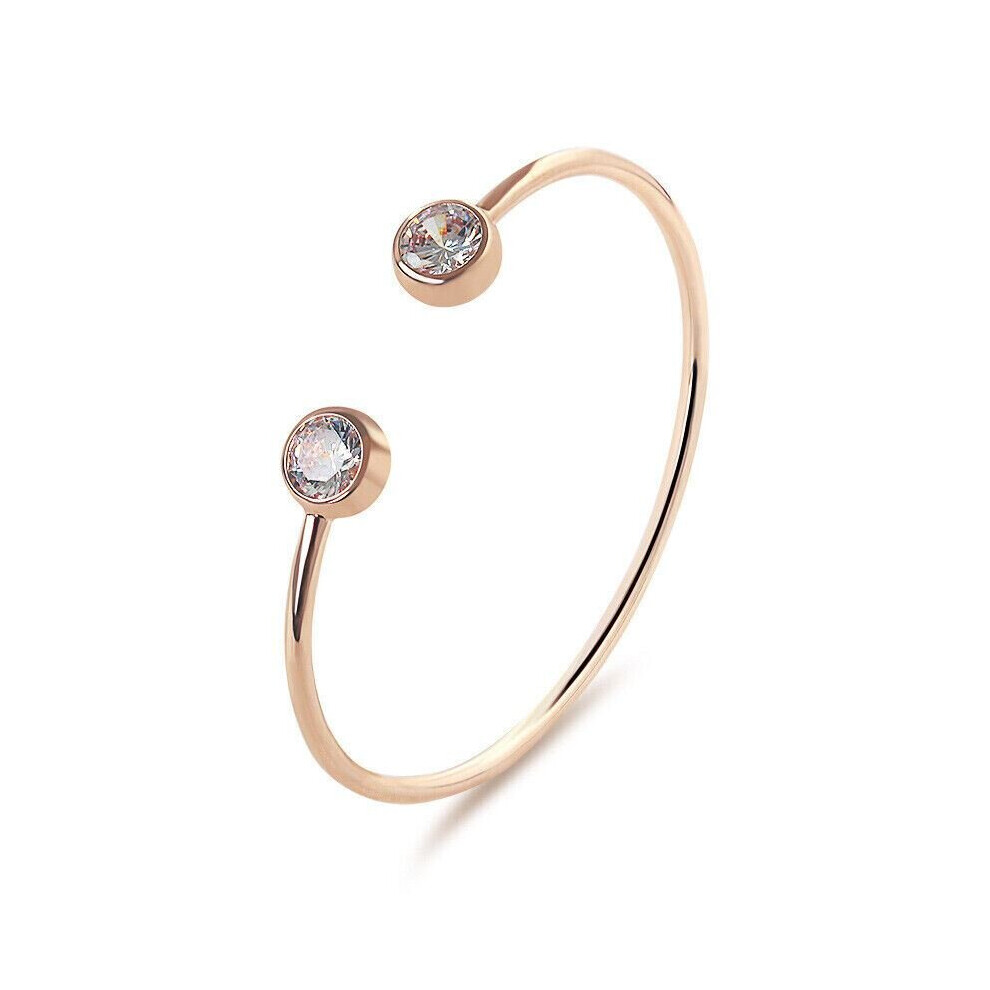 (Gold) Women Ladies Crystal Bangle Rhinestone Bracelet Fashion Big Girls Charms Gift