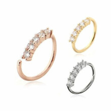 (Rose Gold) Girls Fake Septum Ring Nose Cuff Non Pierced Jewellery Zircon Ring Faux Piercing