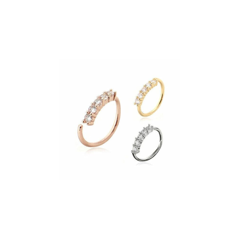 (Rose Gold) Girls Fake Septum Ring Nose Cuff Non Pierced Jewellery Zircon Ring Faux Piercing