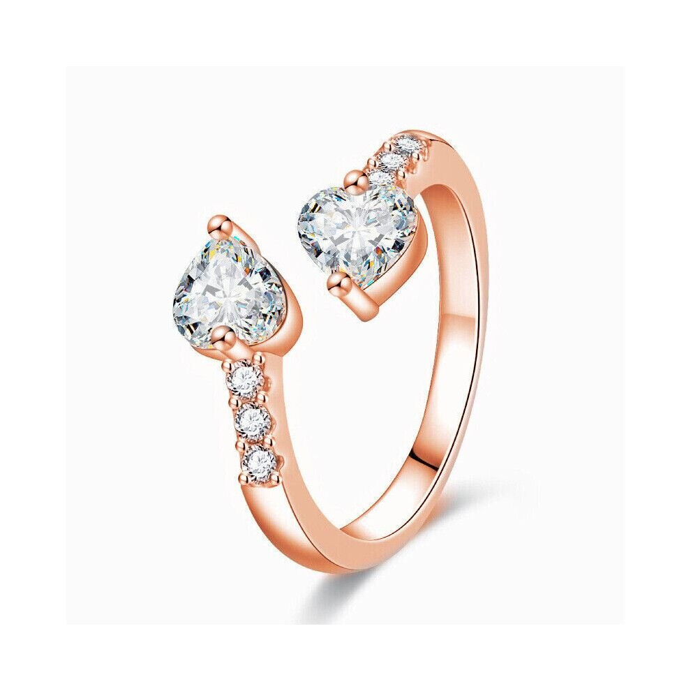 (Style 01 Rose Gold) Adjustable Ring 925 Sterling Silver  Rose Gold Women Girls Jewellery Gifts UK