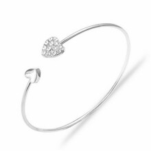 (Silver) Women Bracelet Heart Crystal Bangle Fashion Ladies Rhinestone Girls Charms Jewel