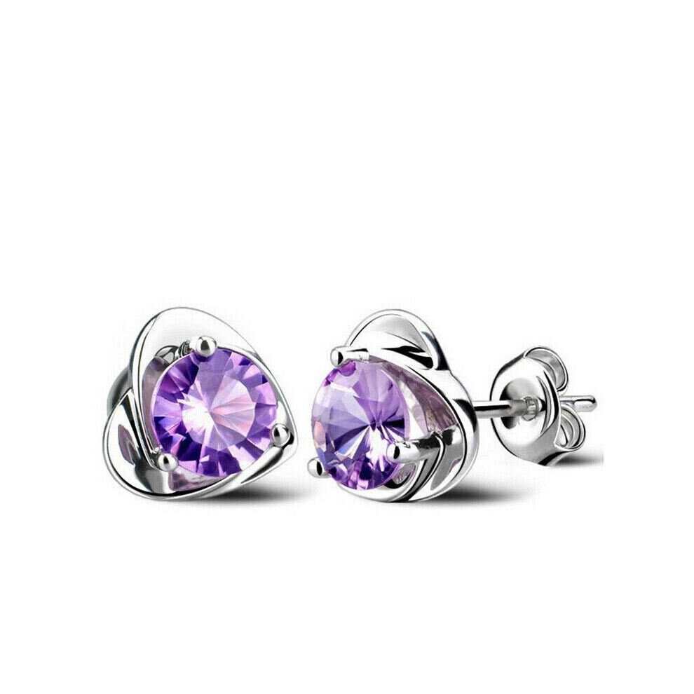 (Style 43) Women/Girls 925 Silver Stud Earrings Heart Crystal Wedding Stud Earrings UK