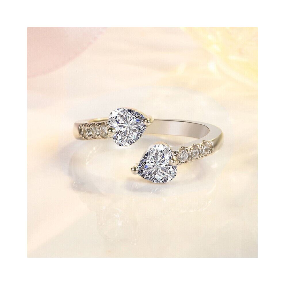 (Style 01 Silver) Adjustable Ring 925 Sterling Silver  Rose Gold Women Girls Jewellery Gifts UK