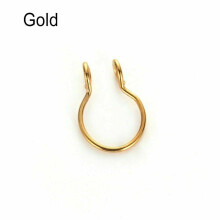 (Yellow Gold) Fake Septum Ring Silver Gold Nose Cuff Non Pierced Jewellery Ring Faux Piercing
