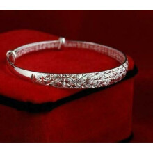 925 Silver Crystal Bangle Bracelet Women Jewellery Adjustable Christmas Gift