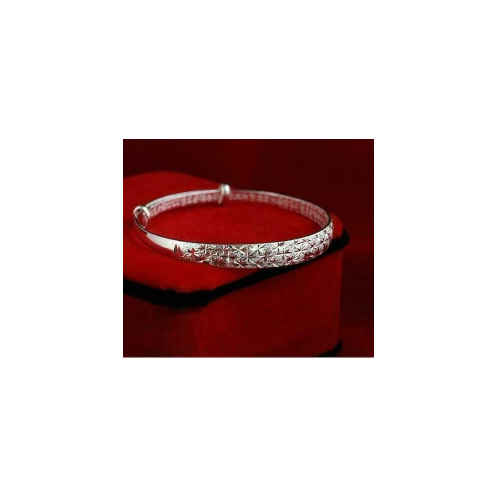 925 Silver Crystal Bangle Bracelet Women Jewellery Adjustable Christmas Gift