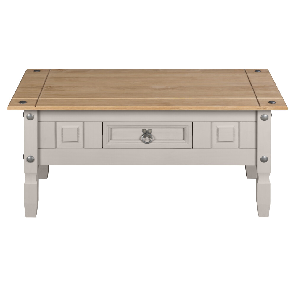 Corona Coffee Table Grey Pine 1 Drawer Occasional Lamp