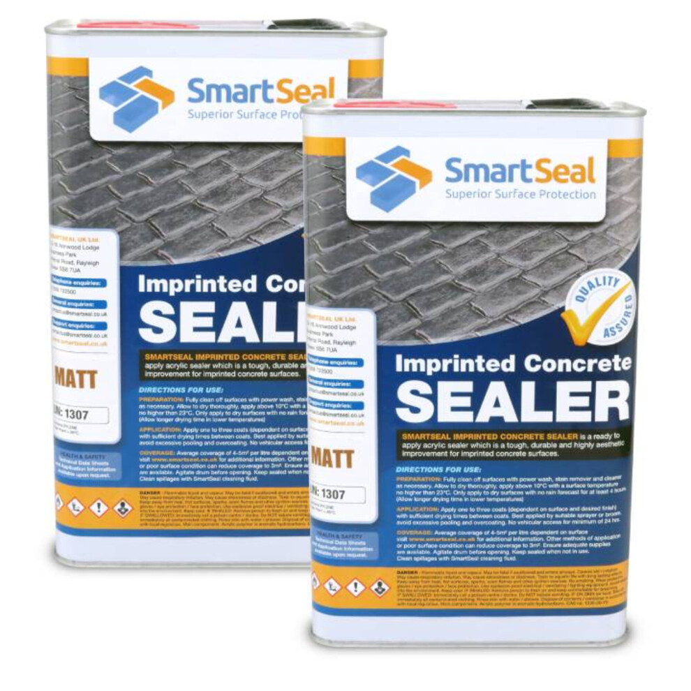 (2 x 5 Litres) Smartseal Imprinted Concrete Sealer, Matt Finish, Driveway and Patio Sealer, Outdoor Concrete Sealer for Stamped Concrete