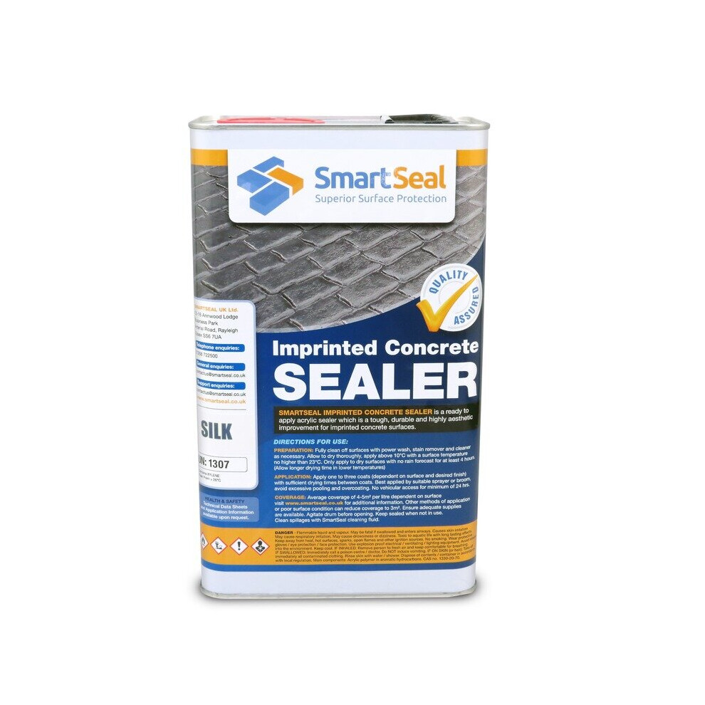 (5 Litres) Smartseal Imprinted Concrete Sealer - SILK/WET LOOK - Easy To Apply Driveway Sealer - Durable Protection Outdoor Sealer for Imprinted Concrete
