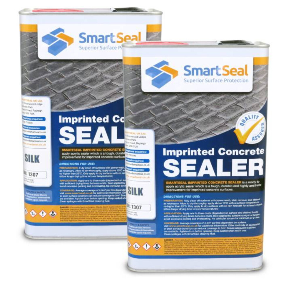 (2 x 5 Litres) Smartseal Imprinted Concrete Sealer - SILK/WET LOOK - Easy To Apply Driveway Sealer - Durable Protection Outdoor Sealer for Imprinted Concrete