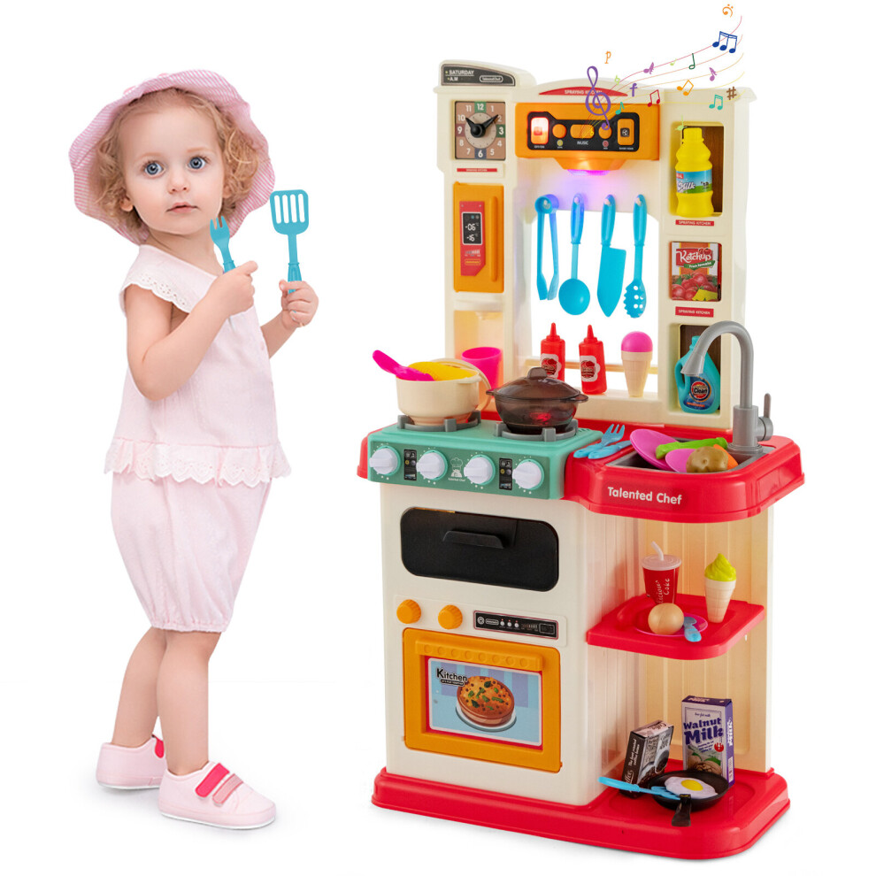 New Gymax Kids Play Kitchen Simulated Food & Kitchen Utensils Realistic Playset