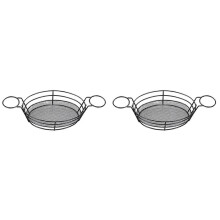 2x Oval Black Food Basket For Chip Fries Burger Serving Basket