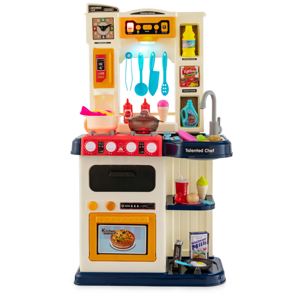 Gymax Kids Play Kitchen Simulated Food & Kitchen Utensils Realistic Playset