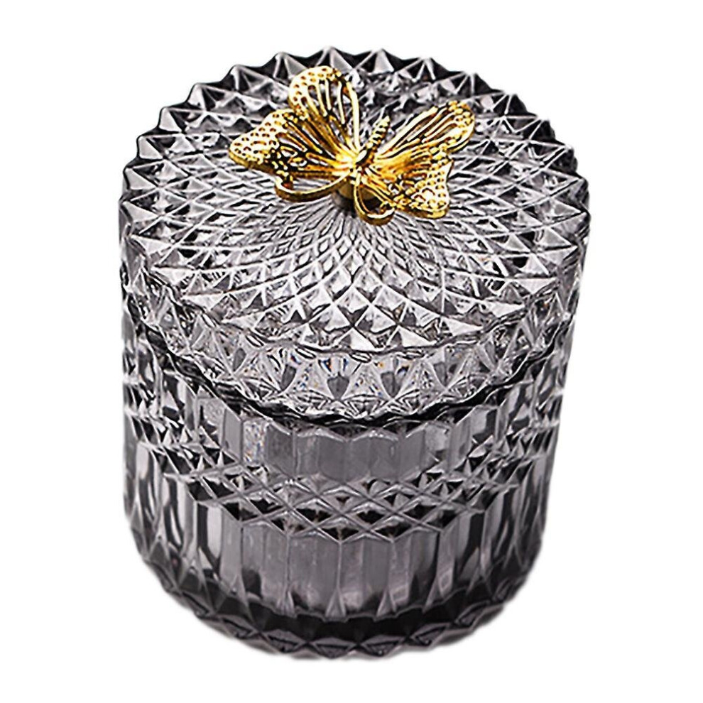 Nordic Gold Butterfly Glass Covered Jewelry Box Candy Snack Jar