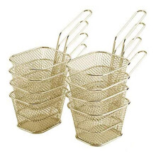 8 Pcs For Chips/onion Rings,square Stainless Steel Chip Fryer Basket