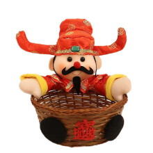 God Of Wealth Candy Basket With Plush God Of Wealth Figurine Gift(b)