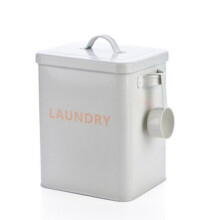 Laundry Powder Canister With Scoop Rice Bucket Washing Powder ,white