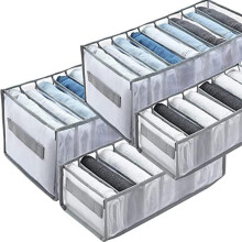 4pcs Wardrobe Clothes Organizer, Jeans Leggings Compartment Box