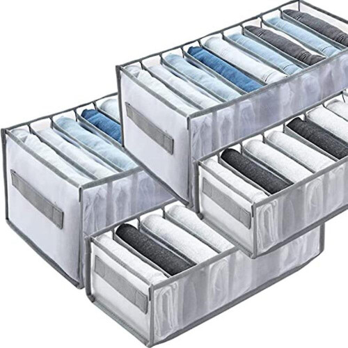 4pcs Wardrobe Clothes Organizer, Jeans Leggings Compartment Box