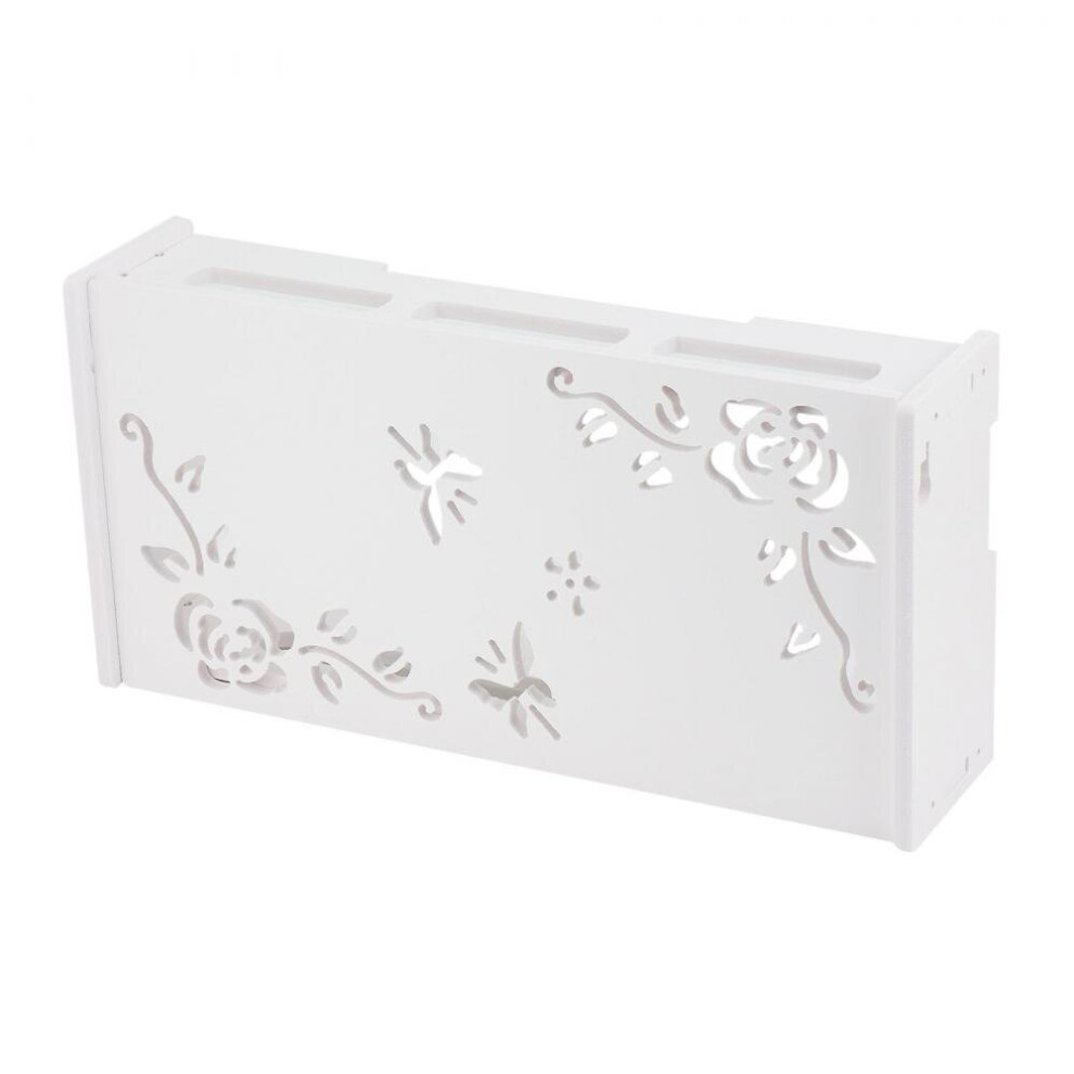 White Floating Tv Stand, Wall-mounted Wifi Router(flower Pattern)-image-OPC-P9WD2QS-NEW