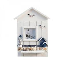 Key Cabinet Wood Nautical Style Wall Mounted Wooden Holder Cabinet