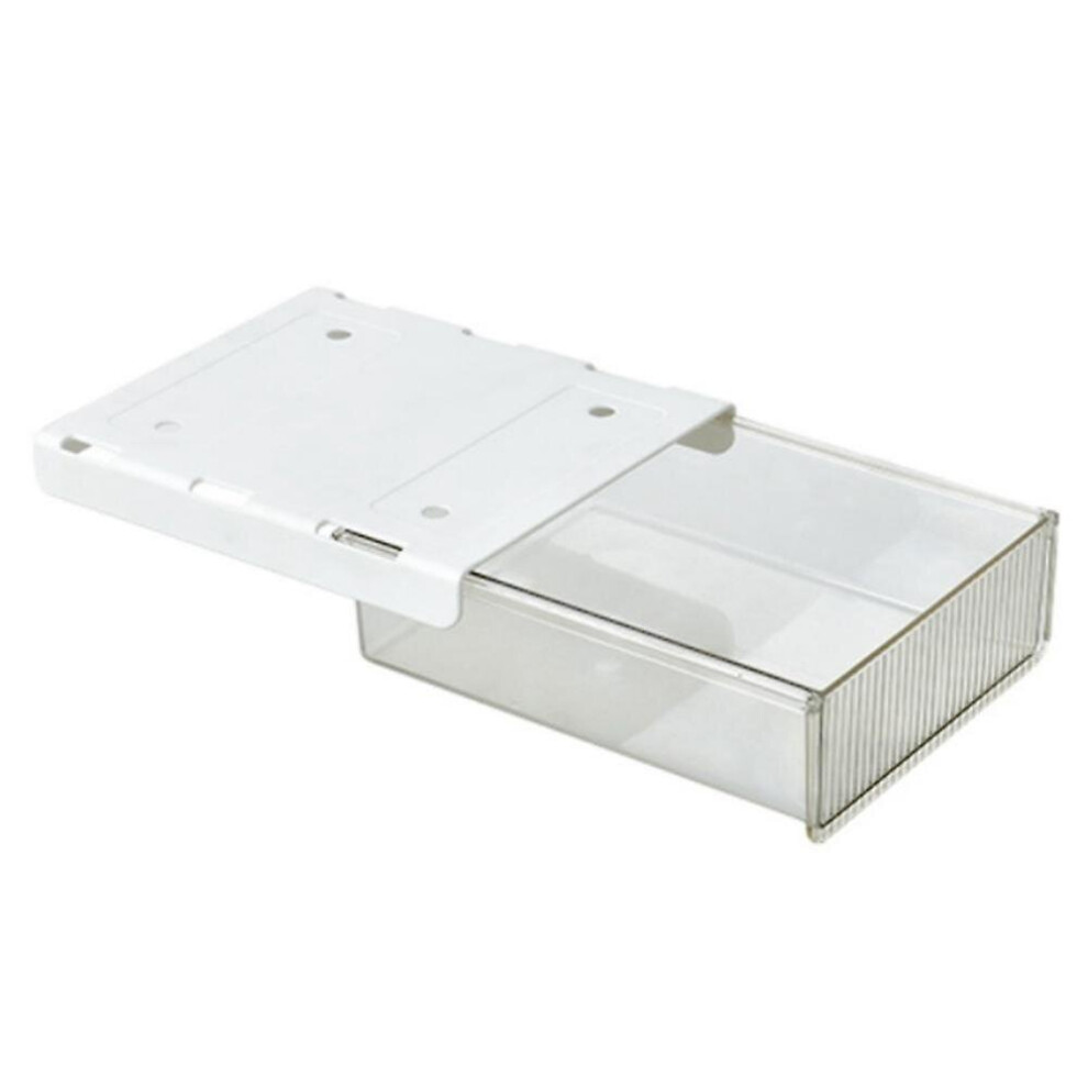 Under Desktop Organizer Nail-free Self-stick Pencil Tray White-image-OPC-P9WD56H-NEW