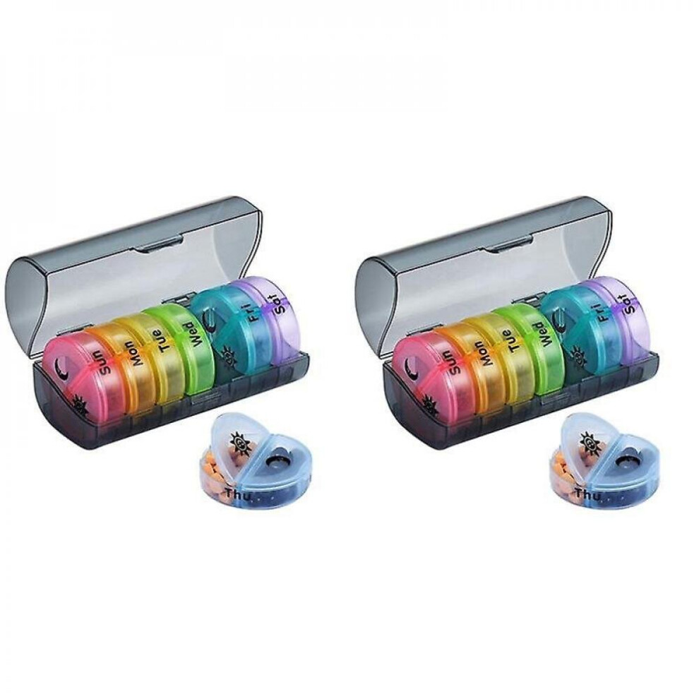 Hkhbjs Gray Daily Pill Organizer (Twice-A-Day) - Weekly Am/Pm Pill Box( Box)