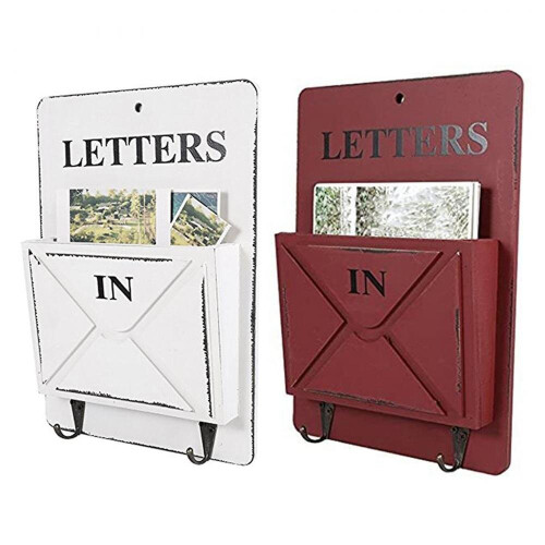 Wooden Mail Box Letter Rack Wall Mounted Sorter Storage Box (white) 1