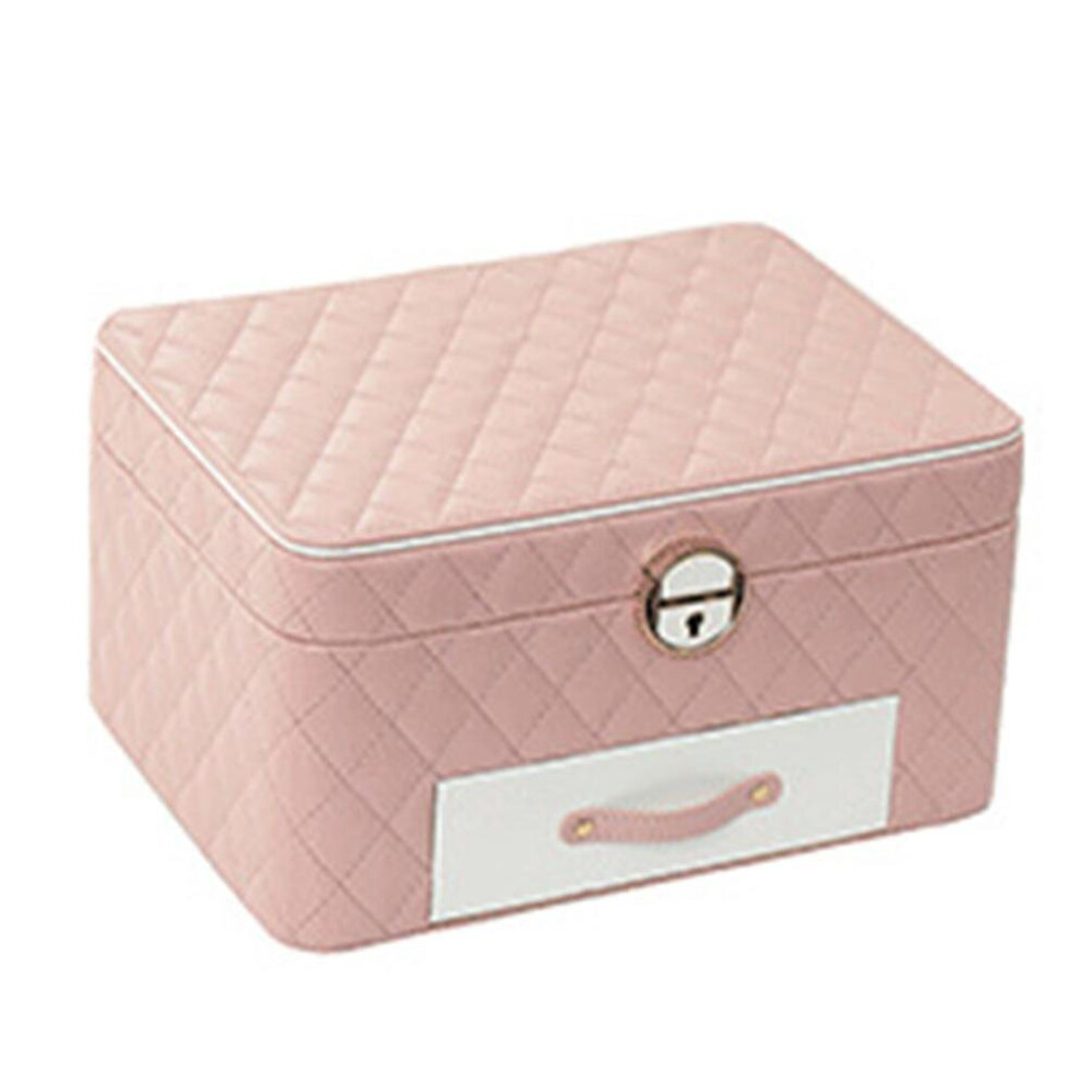 Three Layers Retro Jewelry Box With Ring Storage Ladies Gift(pink)
