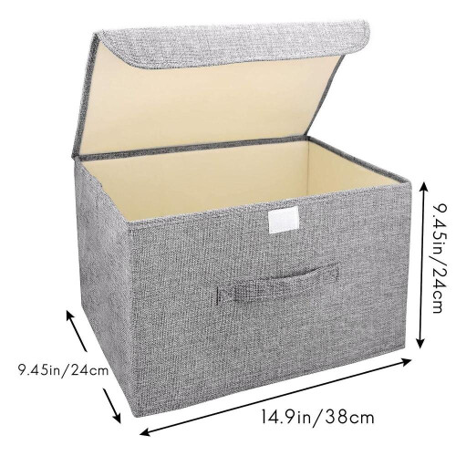 2 Pack Storage Boxes With Lids, Handles For Bedroom Office(grey) 2