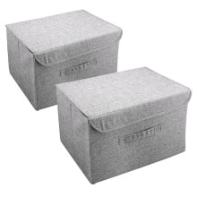 2 Pack Storage Boxes With Lids, Handles For Bedroom Office(grey)